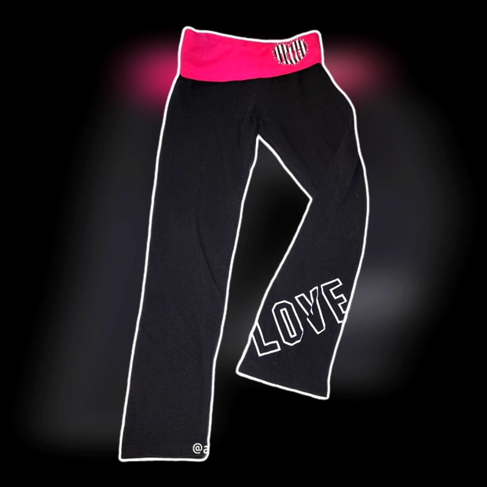 Black and Pink Danskin Now Yoga style pants size 7/8 youth